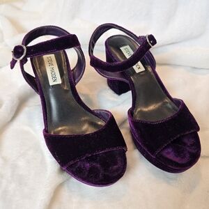 Steve Madden Spinner Purple Velvet Block Heels Witchy Goth Grunge 6.5